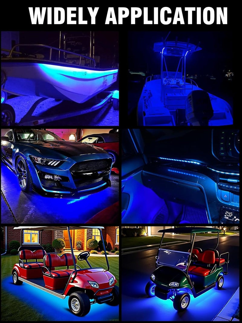 LEYMANRIYA 8 Pcs Car Led Light Strip IP67 Waterproof 11" Flexible Led Lights Underglow 12V for Car Motorcycle Boat Golf Cart Interior Exterior Decoration - Blue - Image 2